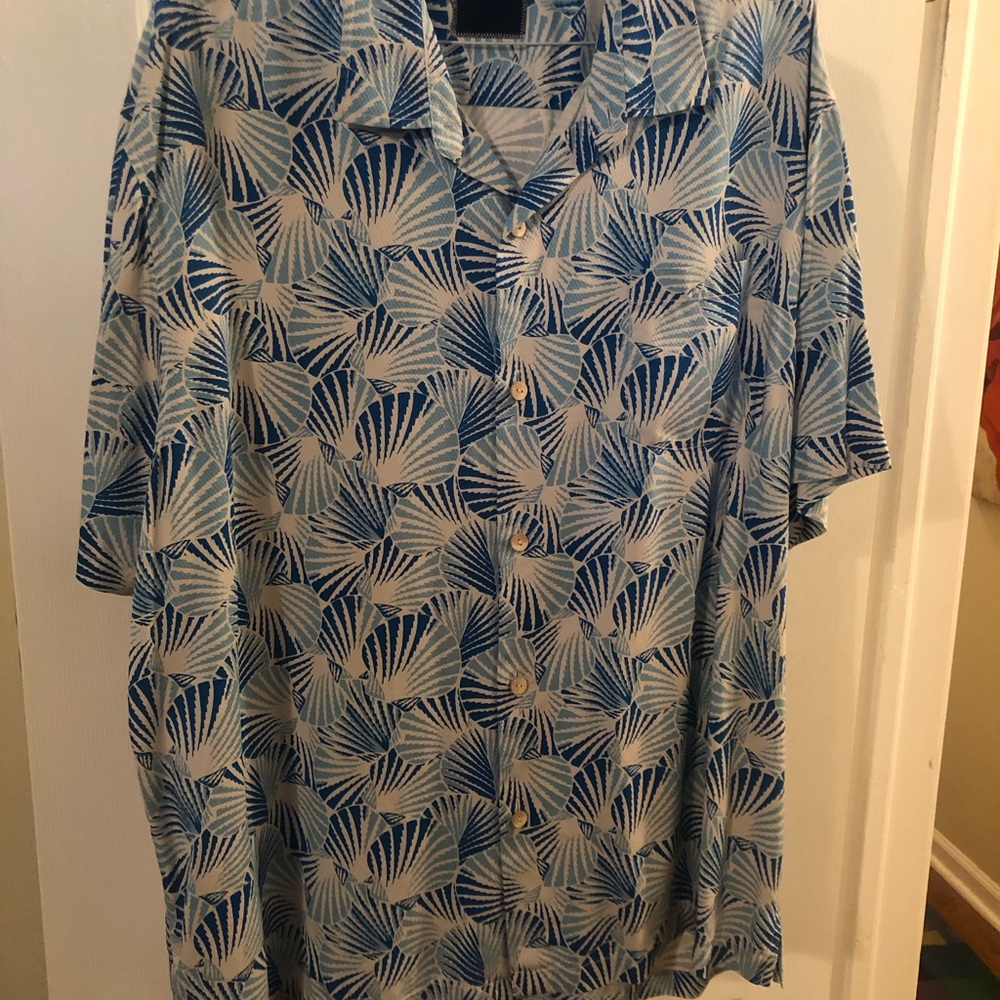 Tommy Bahama Blue and White Tropical Shirt